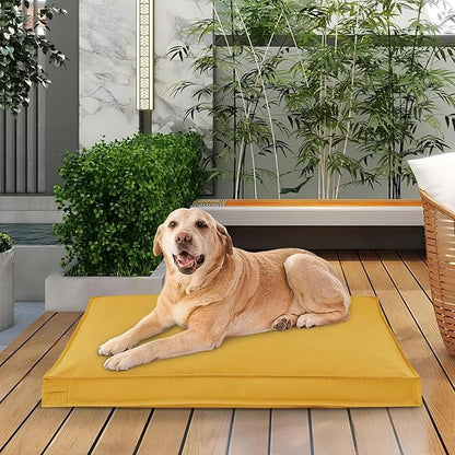 Dog Bed Cover, Waterproof Dog Bed Replacement Cover with Zipper, Oxford Removable Pet Bed Mattress Protector for Outdoor Use, 44Lx32Wx3H in, Bed Cover Only, Yellow