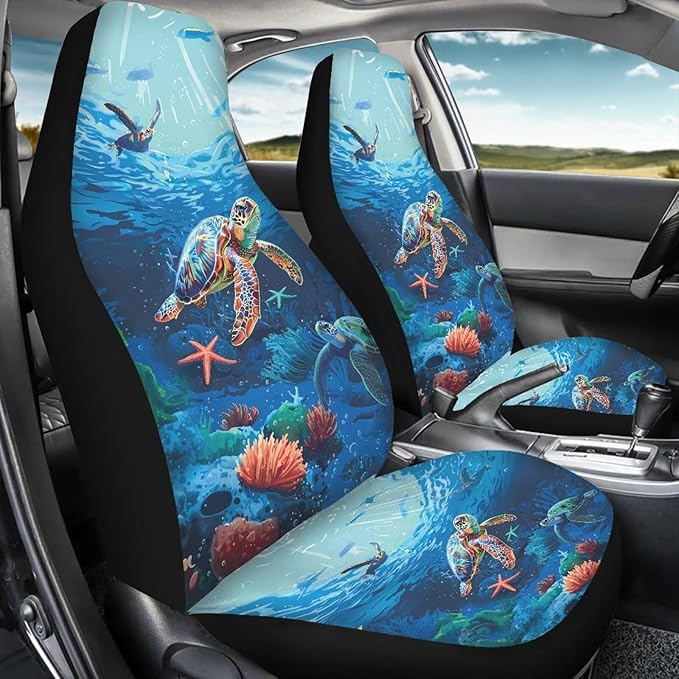 Sea Turtle Printed Car Seat Covers Washable Seat Protector for Women Men Bottom Seat Cushion Covers
