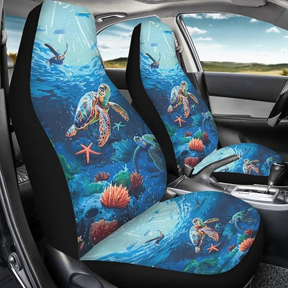Sea Turtle Printed Car Seat Covers Washable Seat Protector for Women Men Bottom Seat Cushion Covers