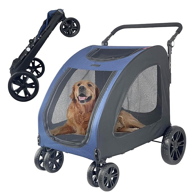 Foldable Pet Jogger Stroller for Large Dogs up to 110 lbs
