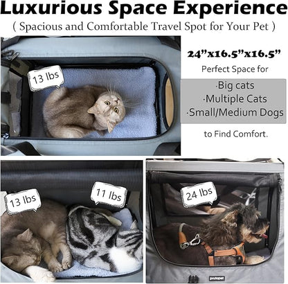 Large Cat Carrier 24"x16.5"x16.5" Portable Dog Crate