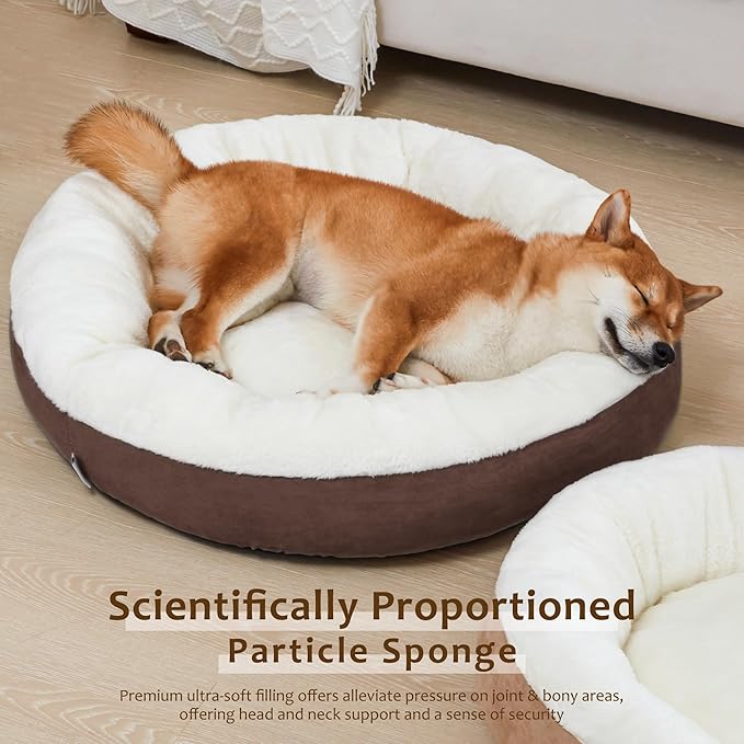 Love's cabin Round Donut Cat and Dog Cushion Bed 30in Pet