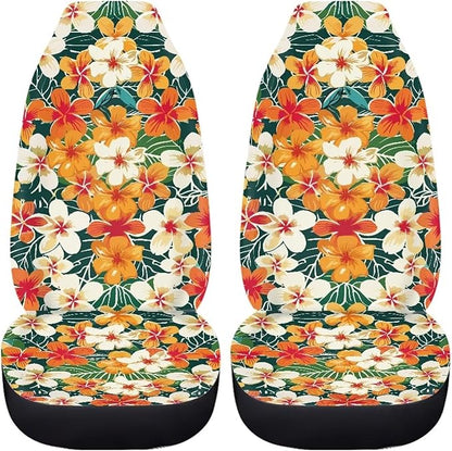 UNICEU Hawaiian Hibiscus Automotive Seat Covers 2Pcs Car