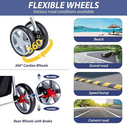 4 Wheels Pet Stroller for Small Medium Dogs Cats 33 lbs