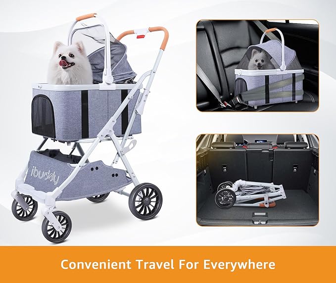 iBuddy Pet Stroller for Dog and Cat 4 in 1 Detachable Pet Travel Carrier & Car Seat