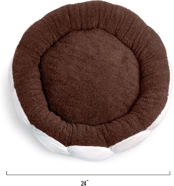 TONBO Soft Plush Small Cute and Cozy Food Dog Cat Bed, Washer and Dryer Friendly (Cookies and Cream)