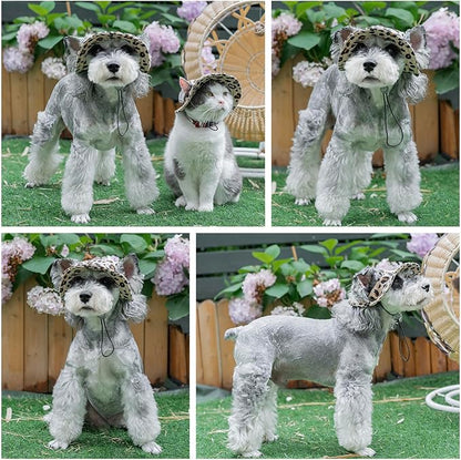 Pet hat with Ear Holes Sunscreen Baseball Cap Suitable for Small and Medium-Sized Dogs Outdoor Climbing hat in Summer Pet Products (Brown