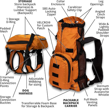 K9 Sport Sack Walk-On | Dog Carrier Dog Backpack with Harness & Storage (Small, Sunset Orange)