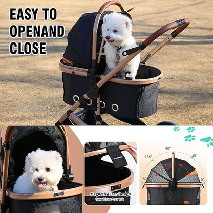 EchoSmile 4 in 1 Pet Stroller 180° Reversible 4-Wheel,45 lbs