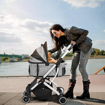 Pet Stroller for Cats and Small Dogs with Removable Carrier Liner 4-Wheel Cat