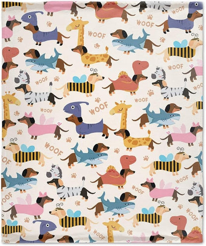 Dachshund Dogs Blanket Gifts for Pet Dog Lovers Girls Boys 80x60 in