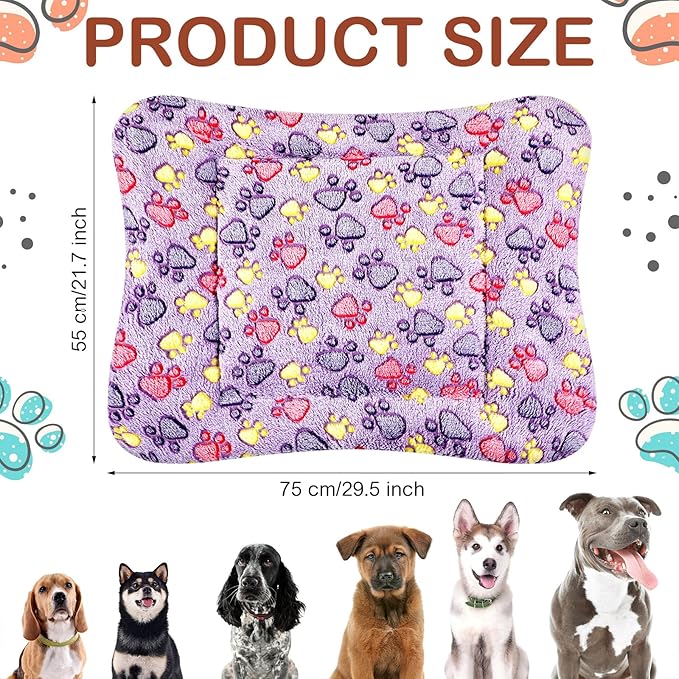 4 Pack Ultra Soft Dog Cat Bed Mat with Cute Prints Reversible Fleece Dog Crate Kennel Pad Cozy Washable Thickened Hamster Guinea Pig Bed Pet Bed Mat for Small Animals (Vivid Color,30 x 22 Inches)