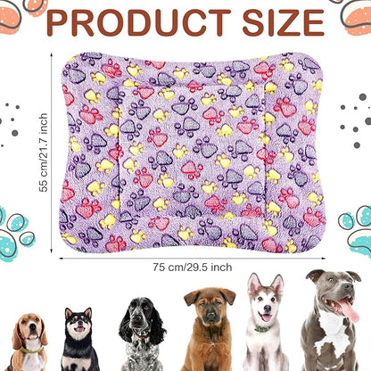 4 Pack Ultra Soft Dog Cat Bed Mat with Cute Prints Reversible Fleece Dog Crate Kennel Pad Cozy Washable Thickened Hamster Guinea Pig Bed Pet Bed Mat for Small Animals (Vivid Color,30 x 22 Inches)