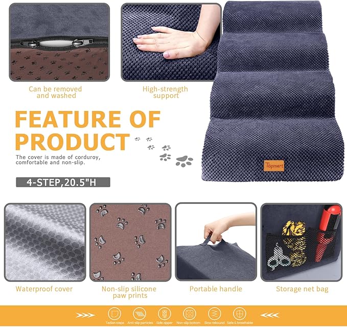Topmart High Density Foam Dog Steps 4 Tiers