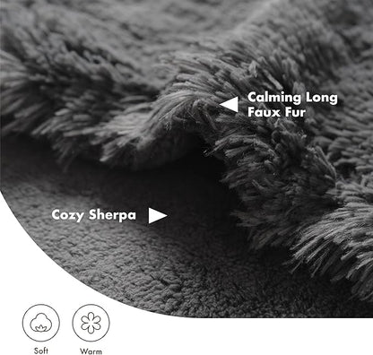 gogobunny Waterproof Plush Long Faux Fur Pet Throw Blanket Ultra Soft Fluffy Bed Couch Cover Washable (33x77 Inch 1), Grey)