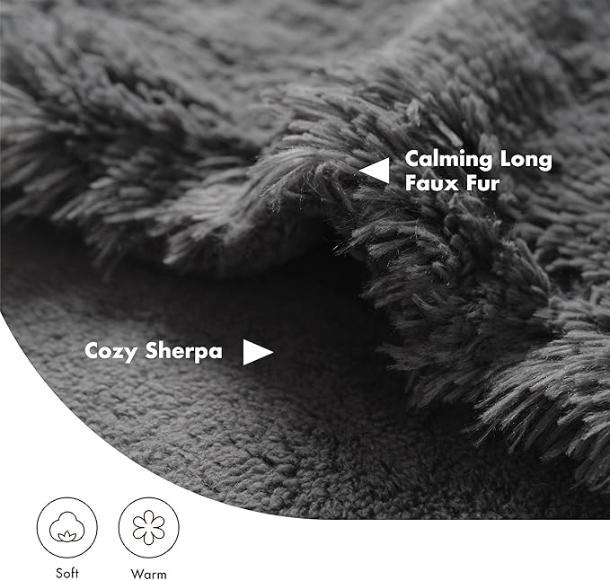 gogobunny Waterproof Plush Long Faux Fur Pet Throw Blanket Ultra Soft Fluffy Bed Couch Cover Washable (25x35 Inch 1), Grey)