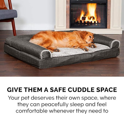 Furhaven Memory Foam Dog Bed for Medium/Small Dogs w/ Removable Bolsters & Washable Cover 35 lbs