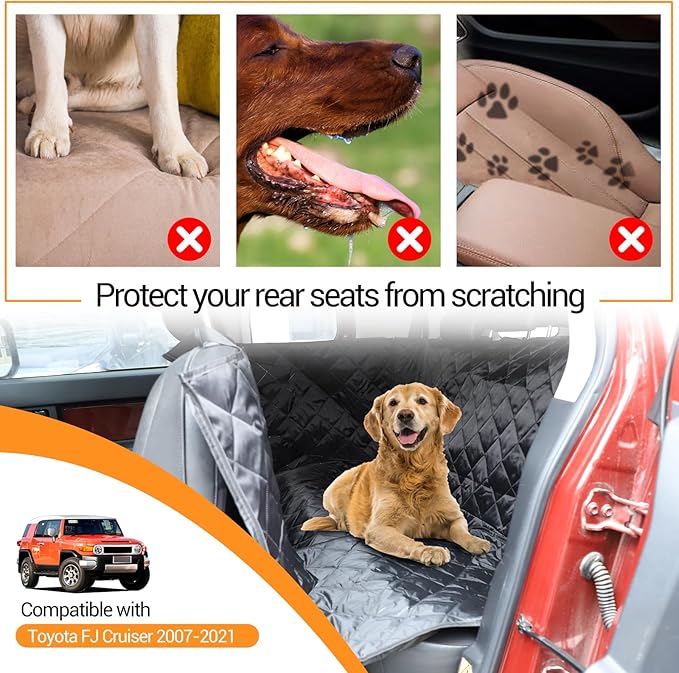 Dog Seat Cover Compatible with Toyota FJ Cruiser 2007-2021, Back Seat Cover for Dogs Pet Car Seat Protector Waterproof Bench Car Seat Cover, Rear Seat Cover for Pet (for Back Seat)