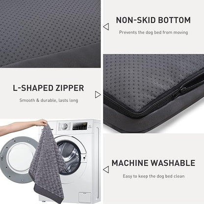 Dog Crate Bed Waterproof Dog Beds for Medium Dogs Rose Velvet Soft Fluffy Washable Dog Bed with Removable Cover & Anti-Slip Bottom 35 x 22 Inch,