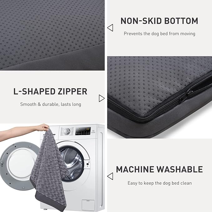 Dog Crate Bed Waterproof Dog Beds for Medium Dogs Rose Velvet Soft Fluffy Washable Dog Bed with Removable Cover & Anti-Slip Bottom 41 x 27 Inch,