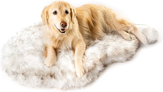 PupRug Orthopedic Dog Bed for Large Dogs with Fluffy Soft Faux Fur and Memory Foam for Joint Pain Relief