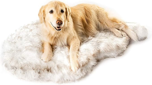 PupRug Orthopedic Dog Bed for Large Dogs with Fluffy Soft Faux Fur and Memory Foam for Joint Pain Relief