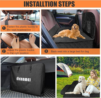 Back Seat Extender for Dogs Hard Bottom Dog Car Seat Cover for Back Seat Dog Seat Extender-Supports up to 330lbs-Dog Hammock for Camping & Travel