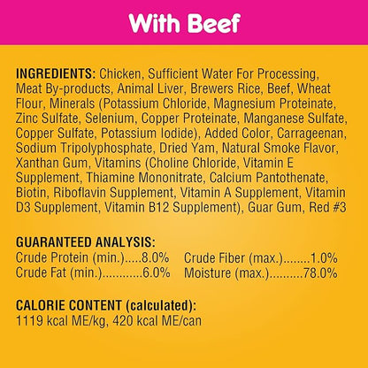 PEDIGREE CHOPPED GROUND DINNER Adult Canned Soft Wet Dog Food Variety Pack, Filet Mignon Flavor and With Beef, 13.2 oz. Cans (Pack of 12)