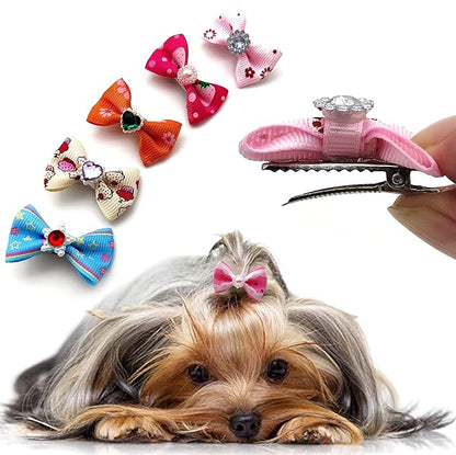 60Pcs Puppy Dogs Hair Barrettes Bows with Metal Clips
