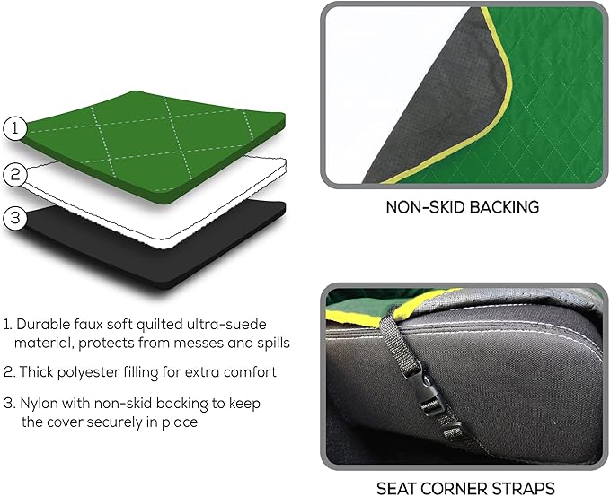 JOHN DEERE PET CAR SEAT COVER for DOGS & CATS. Licensed SEAT PROTECTOR for Construction