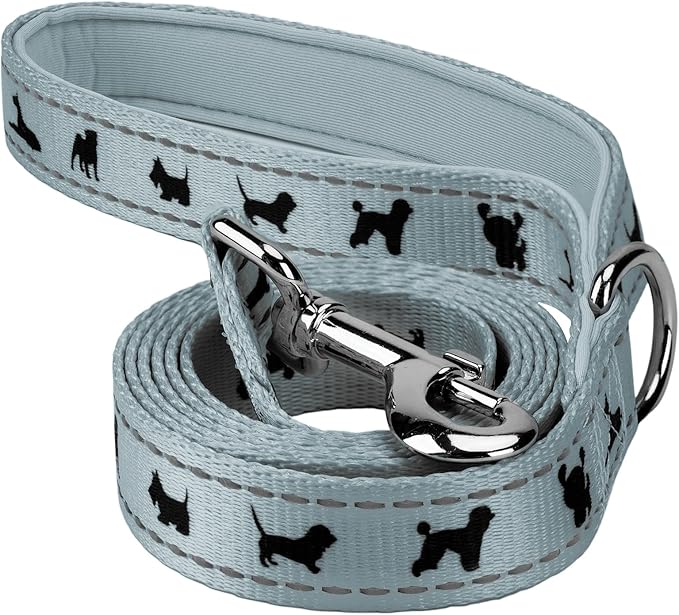 EcoBark Dog Leash - Soft & Reflective Comfort Leash with Padded Handle - Strong Durable Heavy Duty - Training and Pulling for Small, Medium or Large Dogs (Gray)