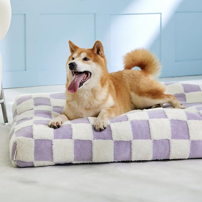 Lesure Dog Beds Large Sized Dog-Thick Shredded Chopped Foam Pet Bed Bottom(35'x22', Purple)