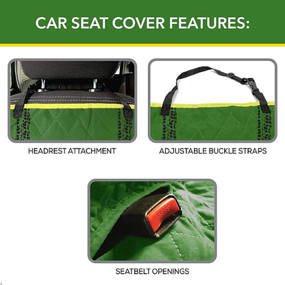 JOHN DEERE PET CAR SEAT COVER for DOGS & CATS. Licensed SEAT PROTECTOR for Construction