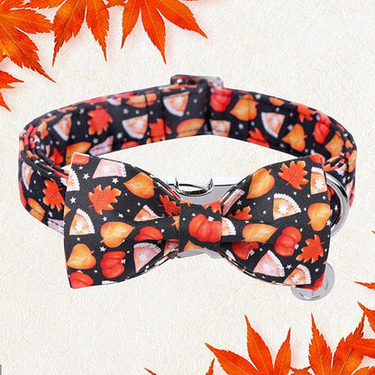 DOGWONG Fall Dog Collar with Bowtie