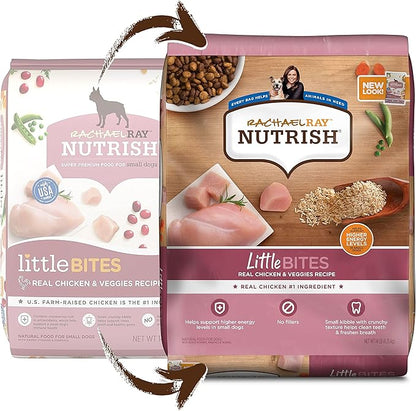 Rachael Ray Nutrish Little Bites Dry Dog Food, Chicken & Veggies Recipe for Small Breeds, 14 Pound Bag