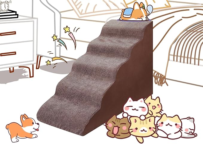 Foam 5 Tier Dog Steps&Stairs for High Beds 25 inches High