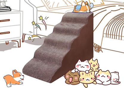 Foam 5 Tier Dog Steps&Stairs for High Beds 25 inches High