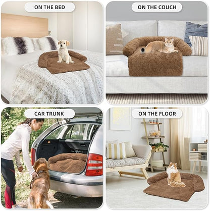 Calming Dog Bed Fluffy Plush Dog Mat for Furniture Protector with Removable Washable Cover for Large Medium Small Dogs and Cats (XS(31“x27.5”x5)