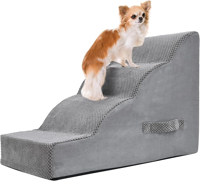 PAWSCRAT Dog Stairs 4 Steps 19.6 inch 30D Foam