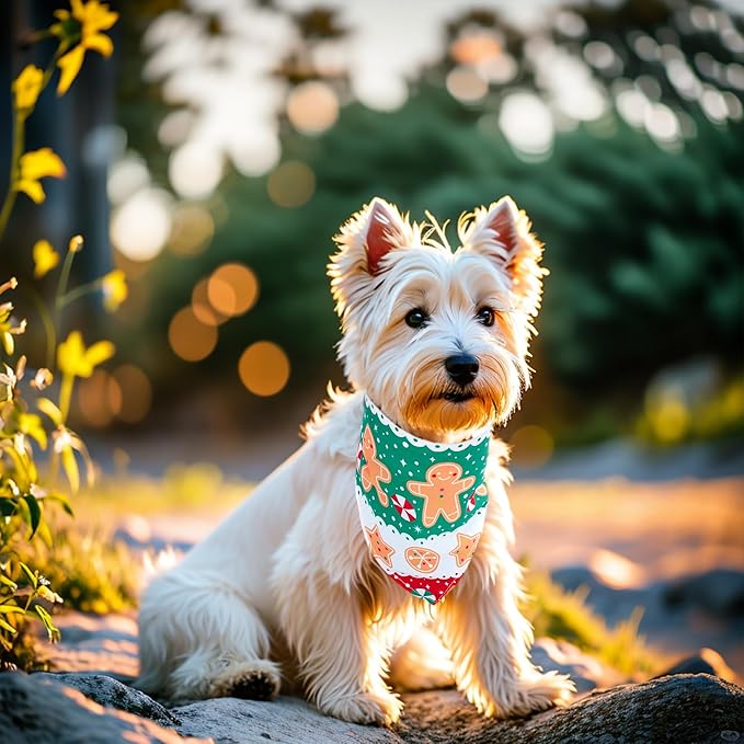 10pcs Christmas Dog Bandanas for Medium Breed Kerchief Triangle Bibs Scarves Snowman Santa Claus Elk Christmas Tree Pattern Girl Boy Grooming Costume