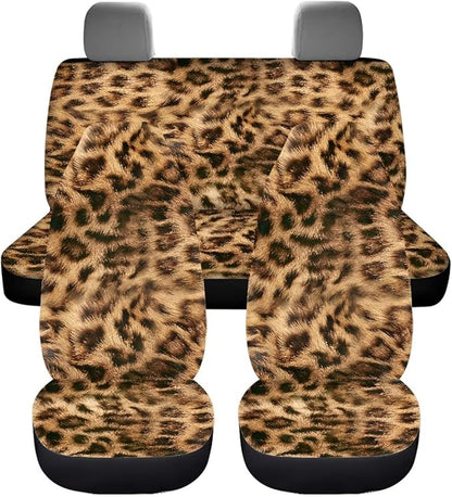 Leopard Print Front Back Seat Cover Cute Seat