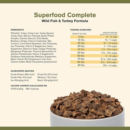 by Katherine Heigl- Superfood Complete, Air-Dried Adult Dog Food - High Protein, Zero Fillers, Superfood Nutrition (11.5 oz. Wild Fish and Turkey Formula)