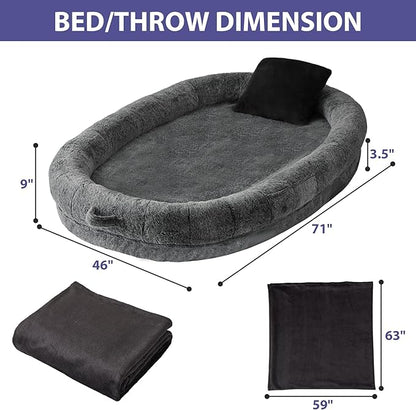 Human Dog Bed for Adult 71" x 46" x 9"