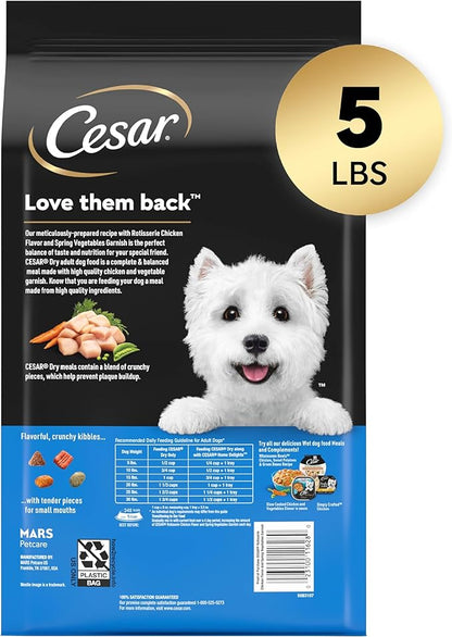 CESAR Adult Small Breed Dry Dog Food Rotisserie Chicken Flavor with Spring Vegetables Garnish, 5 lb. Bag