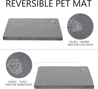 EMPSIGN Stylish Dog Bed Mat Dog Crate Pad Mattress Reversible (Cool & Warm) Grey,XL(41''''*28''''*3'''')
