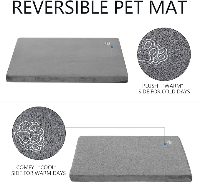 EMPSIGN Stylish Dog Bed Mat Dog Crate Pad Mattress Reversible (Cool & Warm)
