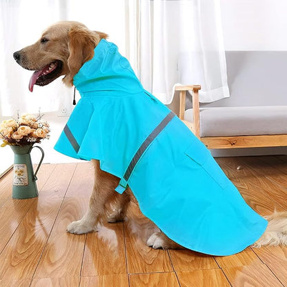 NACOCO Large Dog Raincoat Adjustable Pet Water Proof Clothes Lightweight Rain Jacket Poncho Hoodies with Strip Reflective (XXL