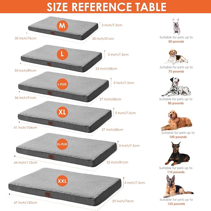 EHEYCIGA Washable Dog Beds for Large Dogs Grey(36 x 27)