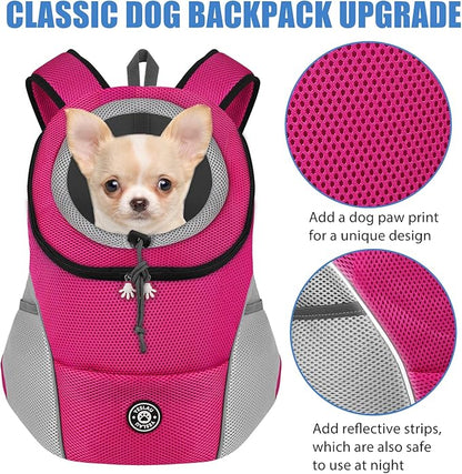 YESLAU Dog Backpack Carrier Pet Carrier for Small Medium Dogs Travel Bag Front Pack Breathable Adjustable with Safety Reflective Strips for Hiking Outdoor Cats