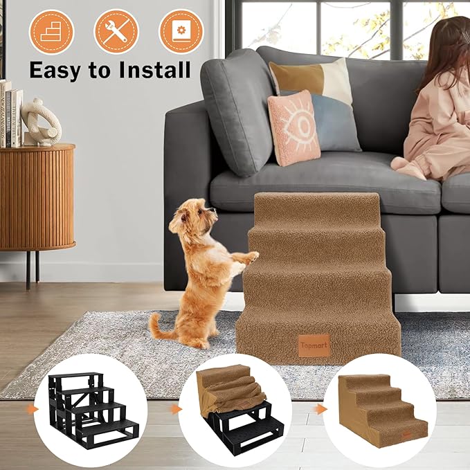 Topmart Dog Stairs for Small Dogs 4-Step,16”H, Pet